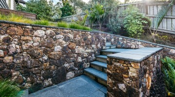 Shapiro side rock wall and steps